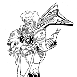 a glam-rock guitarbarian